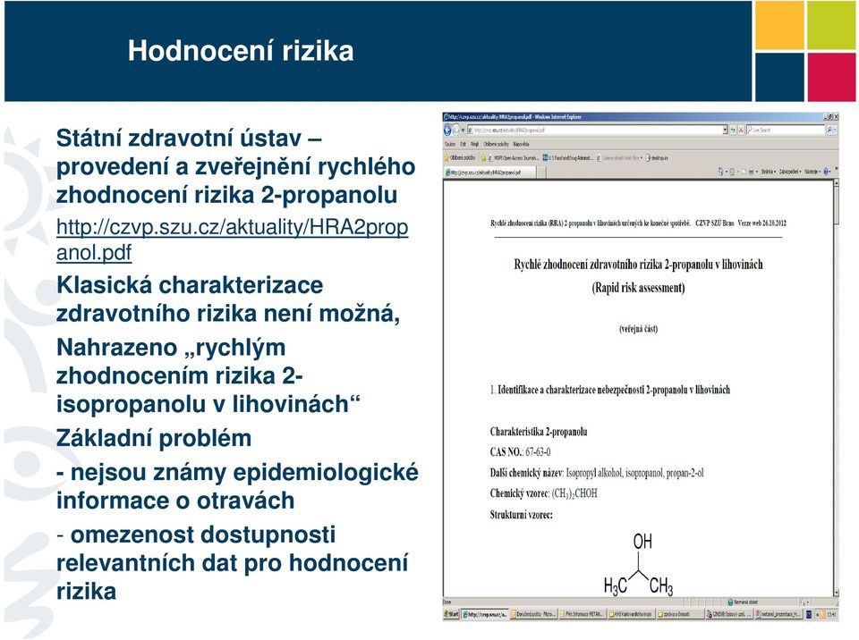 pdf Klasická charakterizace zdravotního rizika není možná, Nahrazeno rychlým zhodnocením rizika 2-