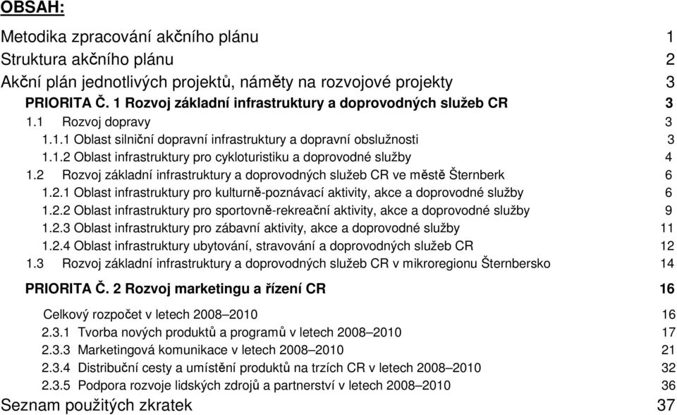 2 Rozvoj základní infrastruktury a doprovodných služeb CR ve městě 6 1.2.1 Oblast infrastruktury pro kulturně-poznávací aktivity, akce a doprovodné služby 6 1.2.2 Oblast infrastruktury pro sportovně-rekreační aktivity, akce a doprovodné služby 9 1.