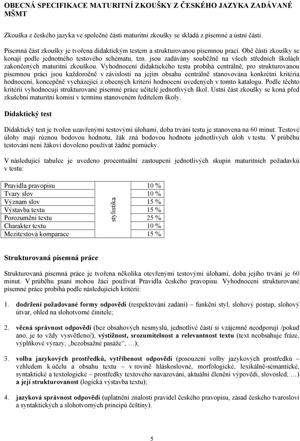 jsou zadávány souběžně na všech středních školách zakončených maturitní zkouškou.