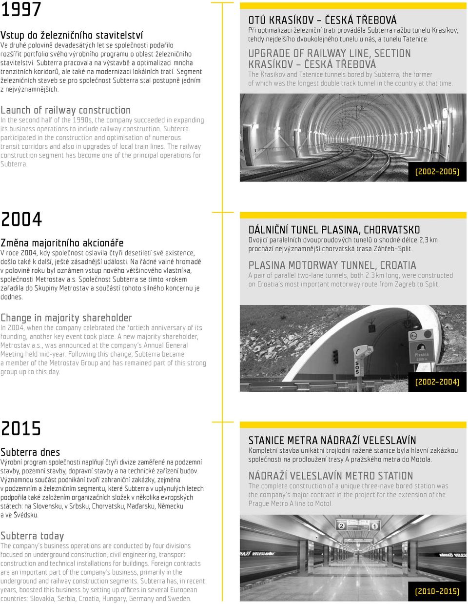 Segment železničních staveb se pro společnost Subterra stal postupně jedním z nejvýznamnějších.
