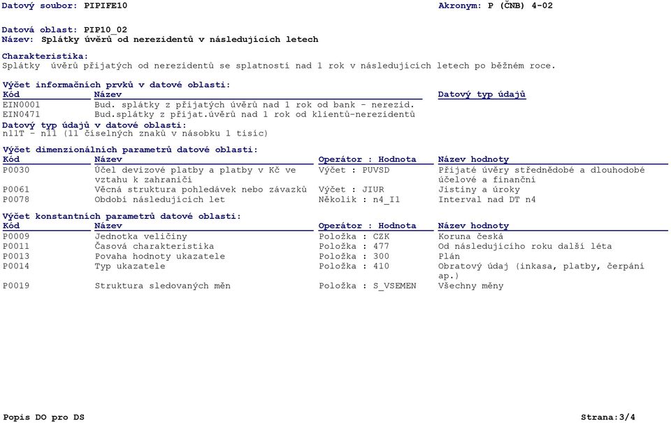 ch úvěrů nad 1 rok od bank - nerezid. EIN0471 Bud.splátky z přijat.