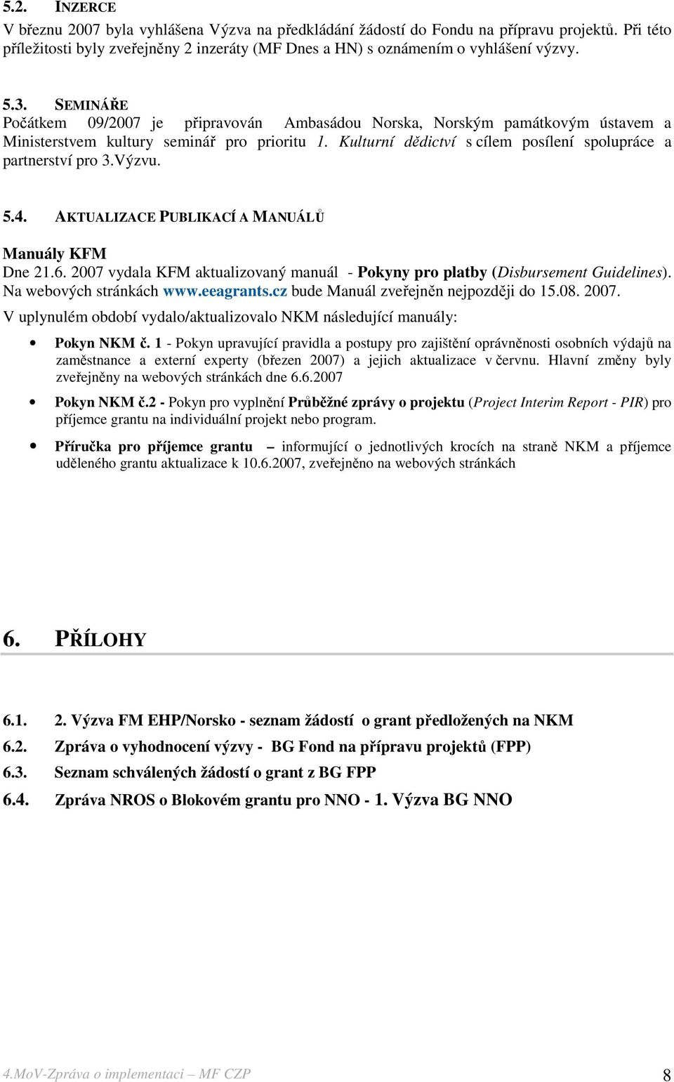 Kulturní dědictví s cílem posílení spolupráce a partnerství pro 3.Výzvu. 5.4. AKTUALIZACE PUBLIKACÍ A MANUÁLŮ Manuály KFM Dne 21.6.