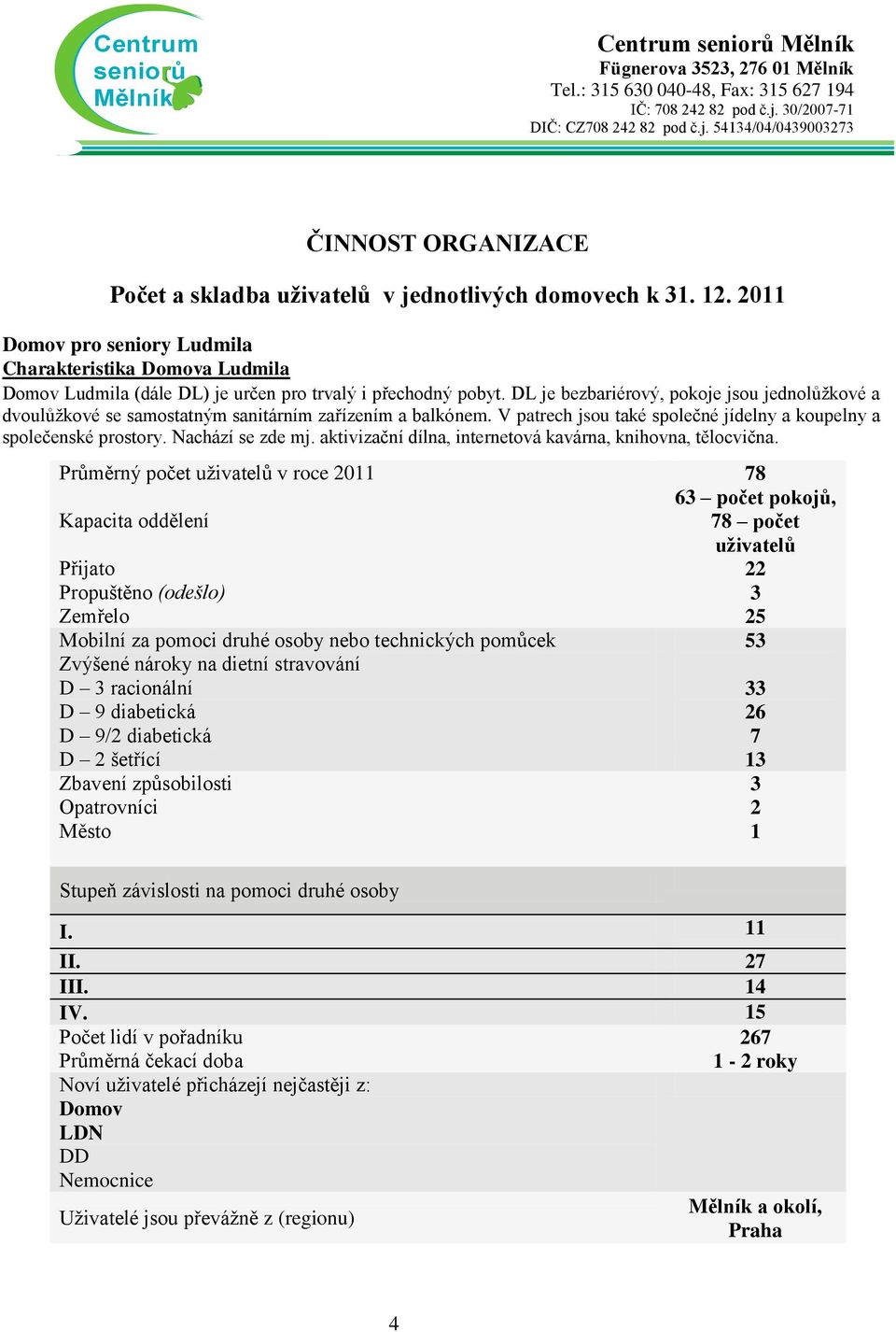 DL je bezbariérový, pokoje jsou jednolůžkové a dvoulůžkové se samostatným sanitárním zařízením a balkónem. V patrech jsou také společné jídelny a koupelny a společenské prostory. Nachází se zde mj.