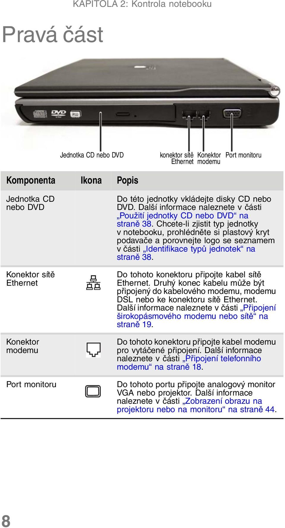 Chcete-li zjistit typ jednotky v notebooku, prohlédněte si plastový kryt podavače a porovnejte logo se seznamem včásti Identifikace typů jednotek na straně 38.