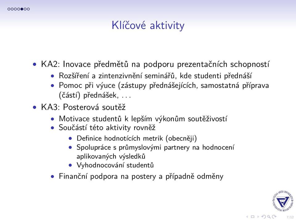 .. KA3: Posterová soutěž Motivace studentů k lepším výkonům soutěživostí Součástí této aktivity rovněž Definice hodnotících