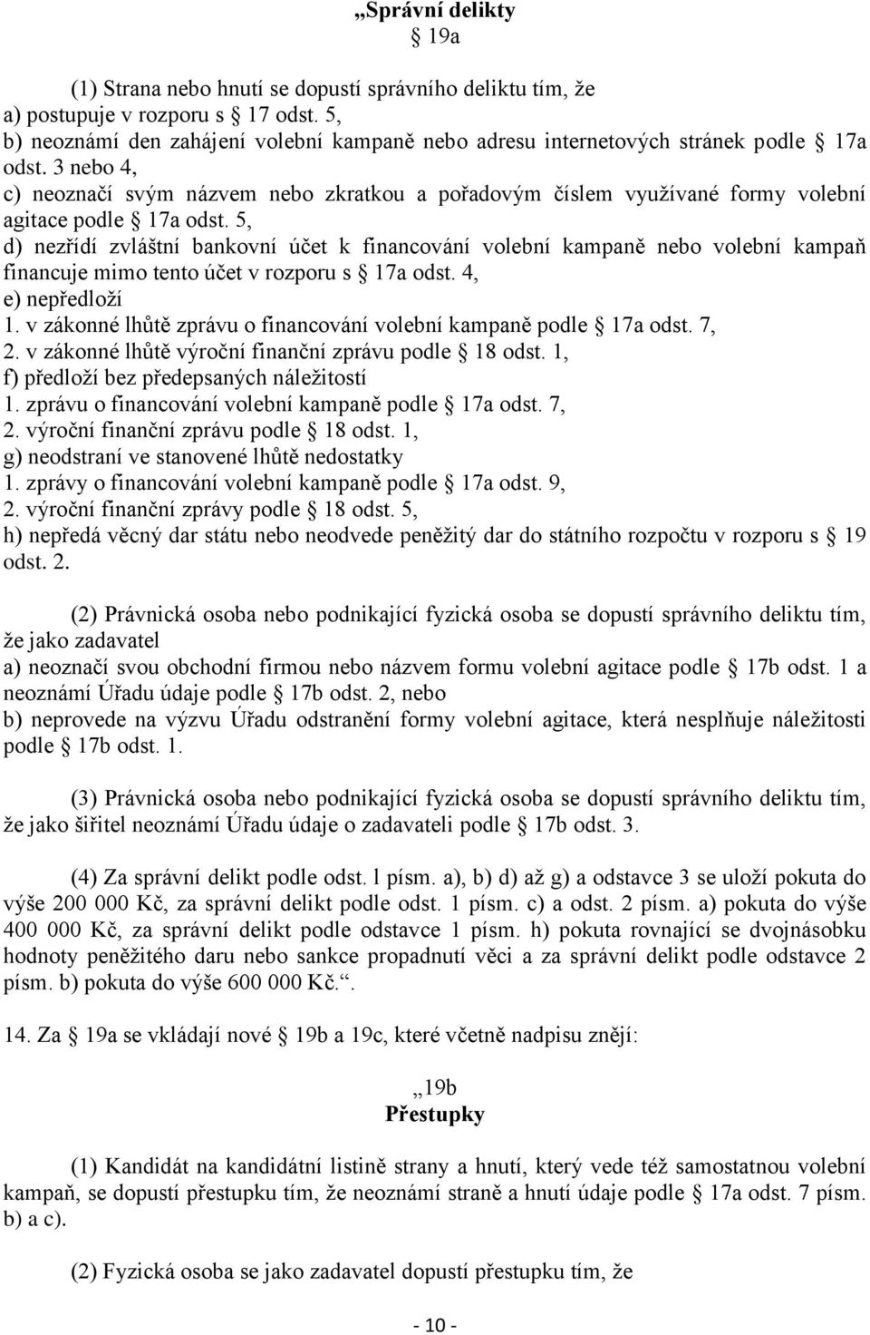 3 nebo 4, c) neoznačí svým názvem nebo zkratkou a pořadovým číslem využívané formy volební agitace podle 17a odst.