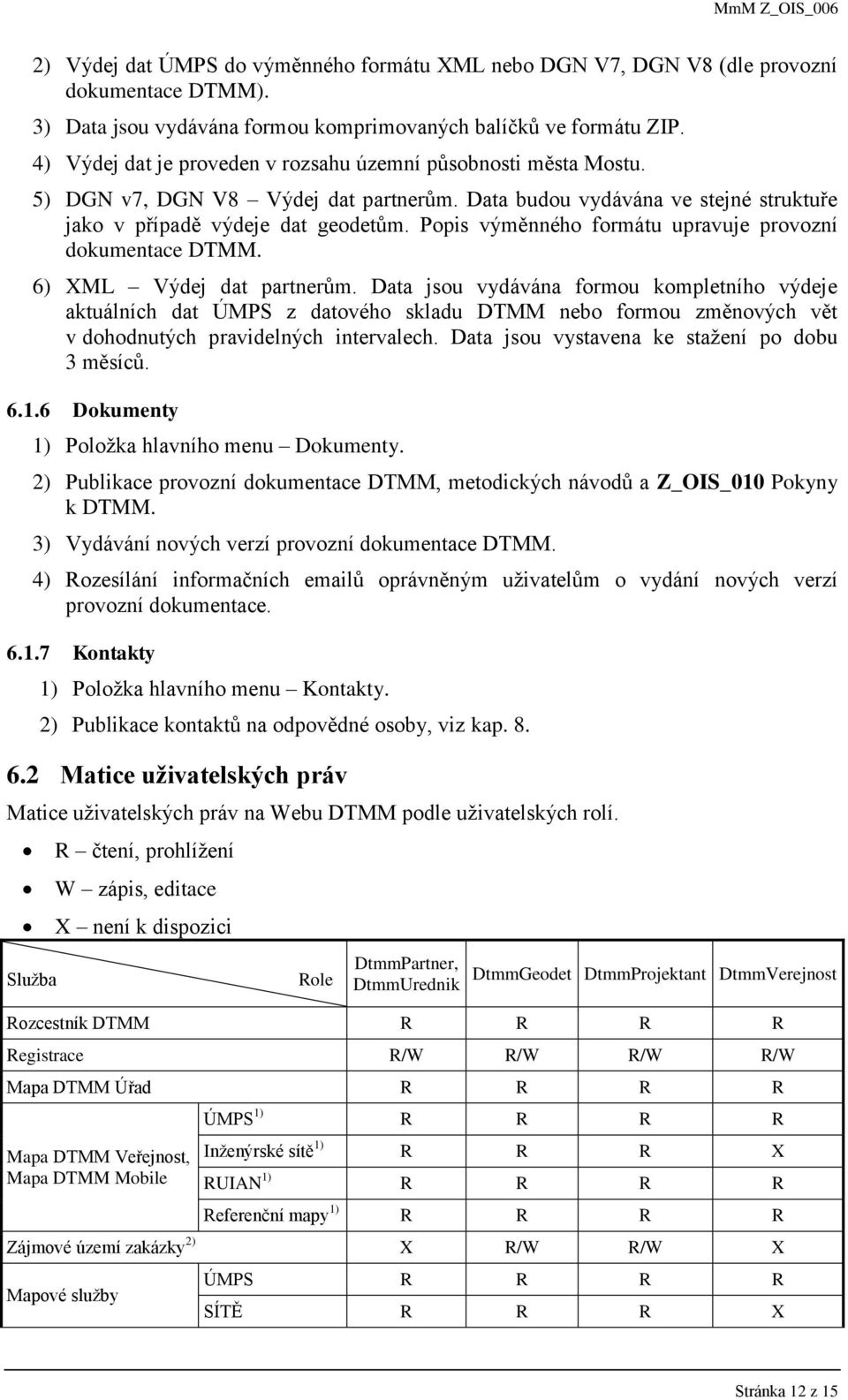 Popis výměnného formátu upravuje provozní dokumentace DTMM. 6) XML Výdej dat partnerům.