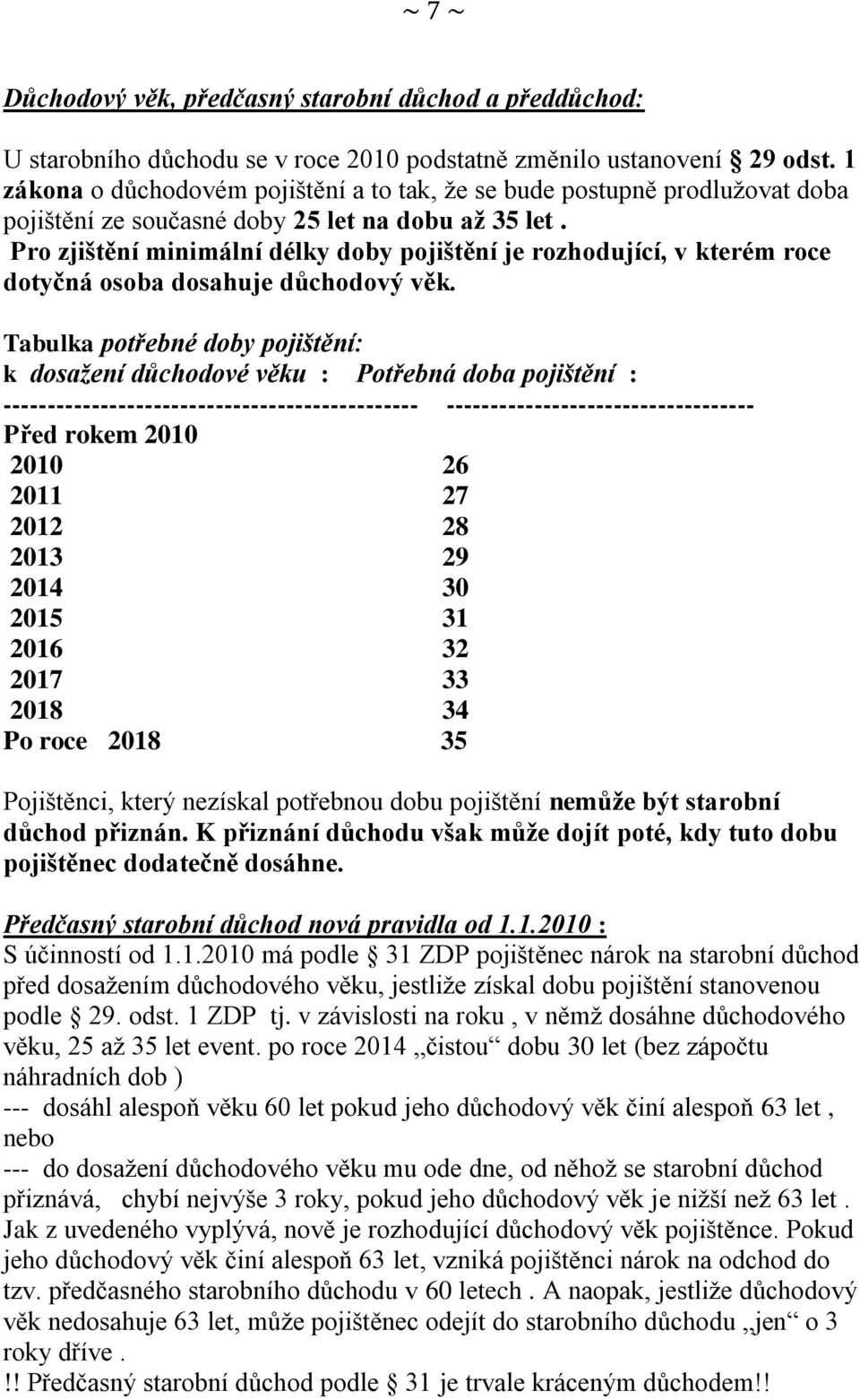 Pro zjištění minimální délky doby pojištění je rozhodující, v kterém roce dotyčná osoba dosahuje důchodový věk.