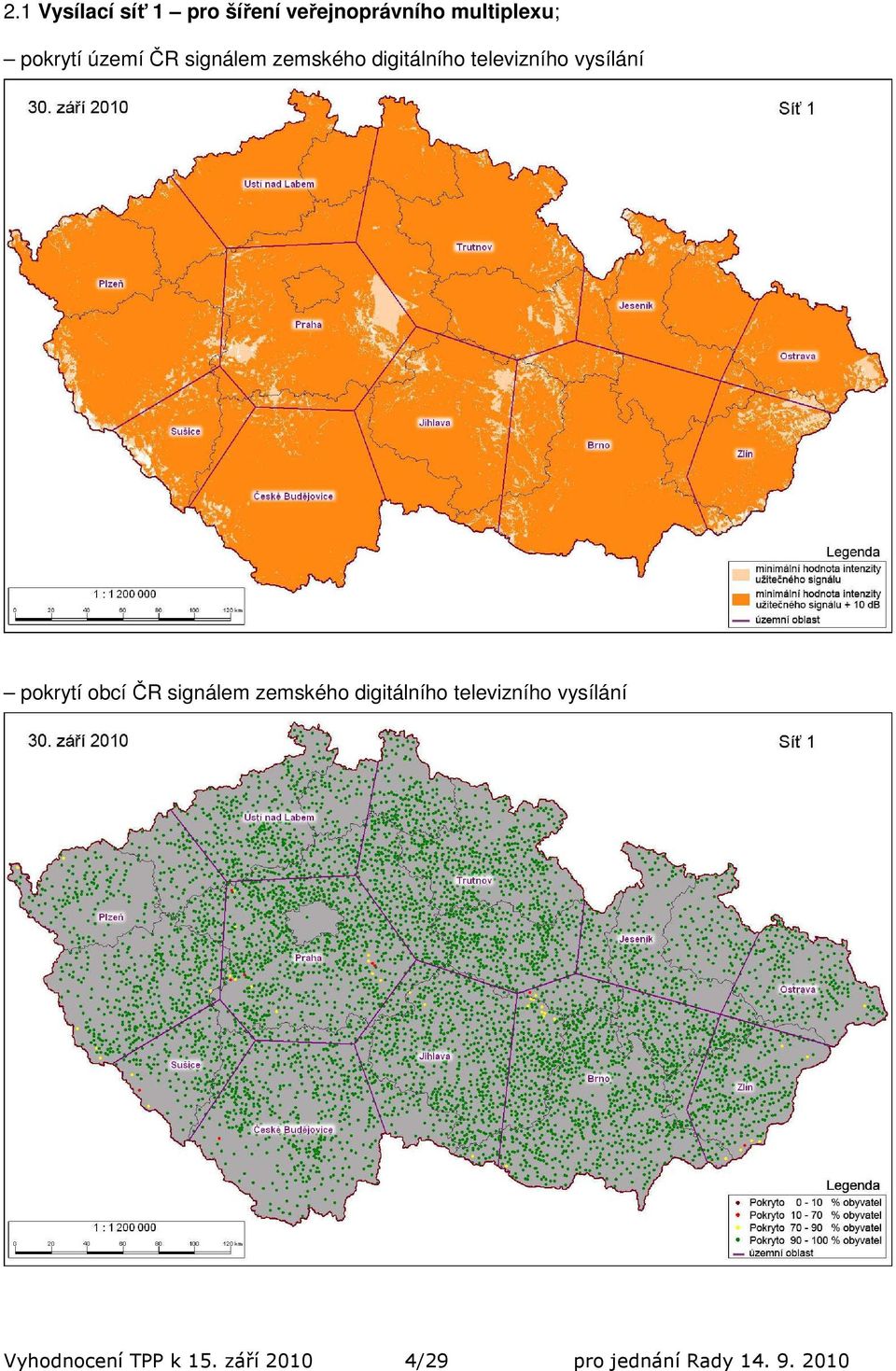 vysílání pokrytí obcí ČR signálem zemského digitálního