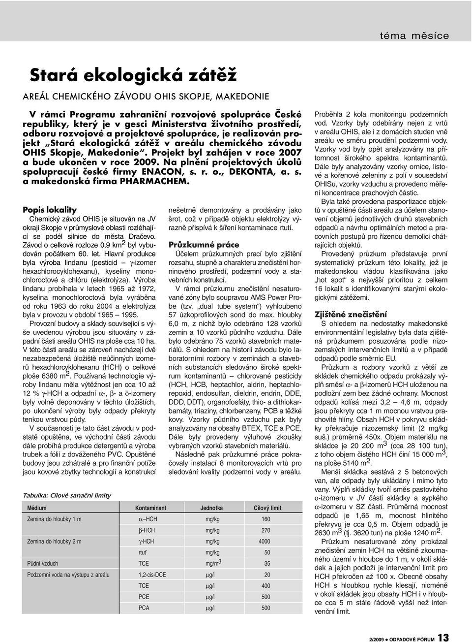 Na plnění projektových úkolů spolupracují české firmy ENACON, s. r. o., DEKONTA, a. s. a makedonská firma PHARMACHEM.