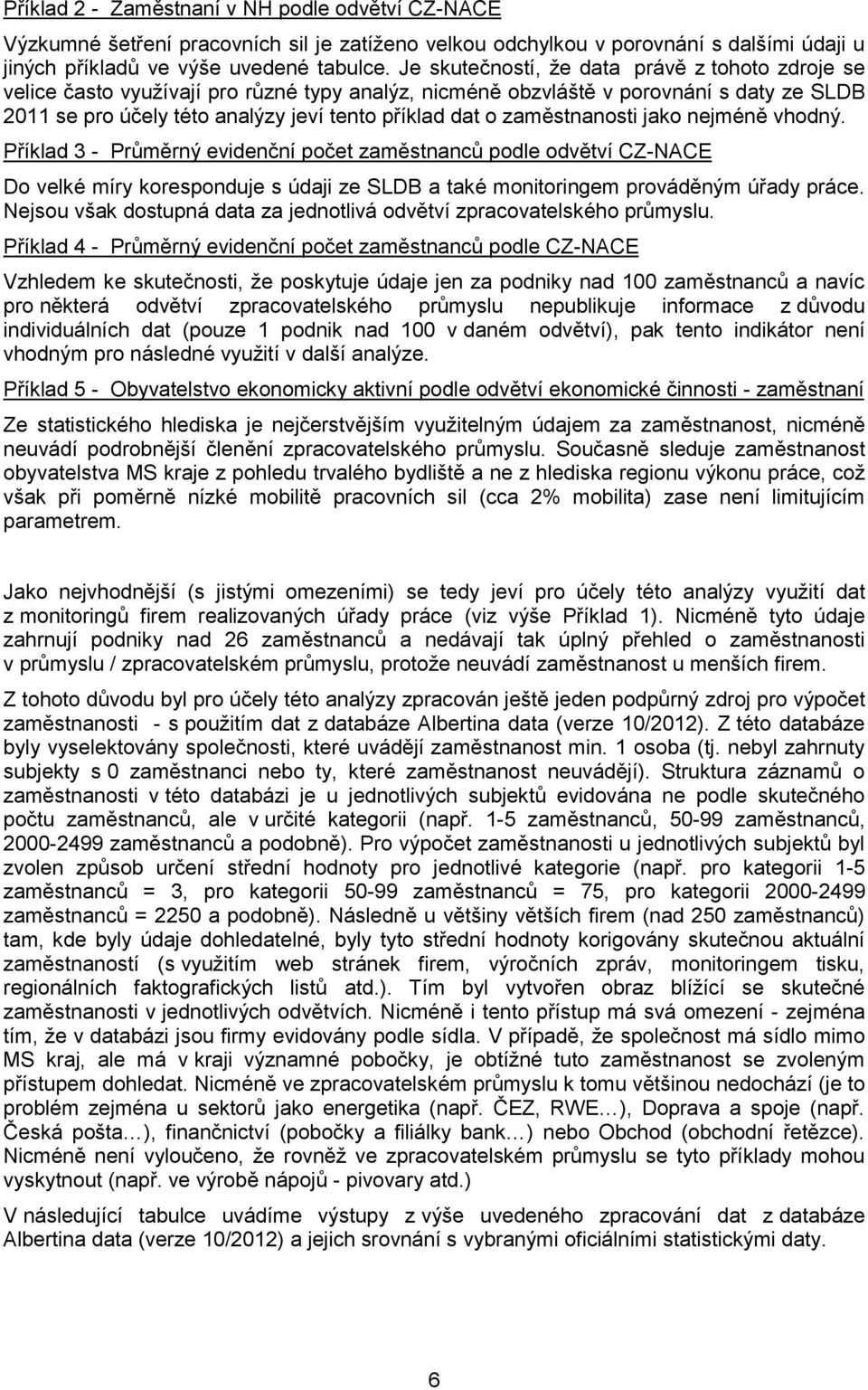 nejméně vhdný. Příklad 3 - Průměrný evidenční pčet pdle dvětví CZ-NACE D velké míry krespnduje s údaji ze SLDB a také mnitringem prváděným úřady práce.