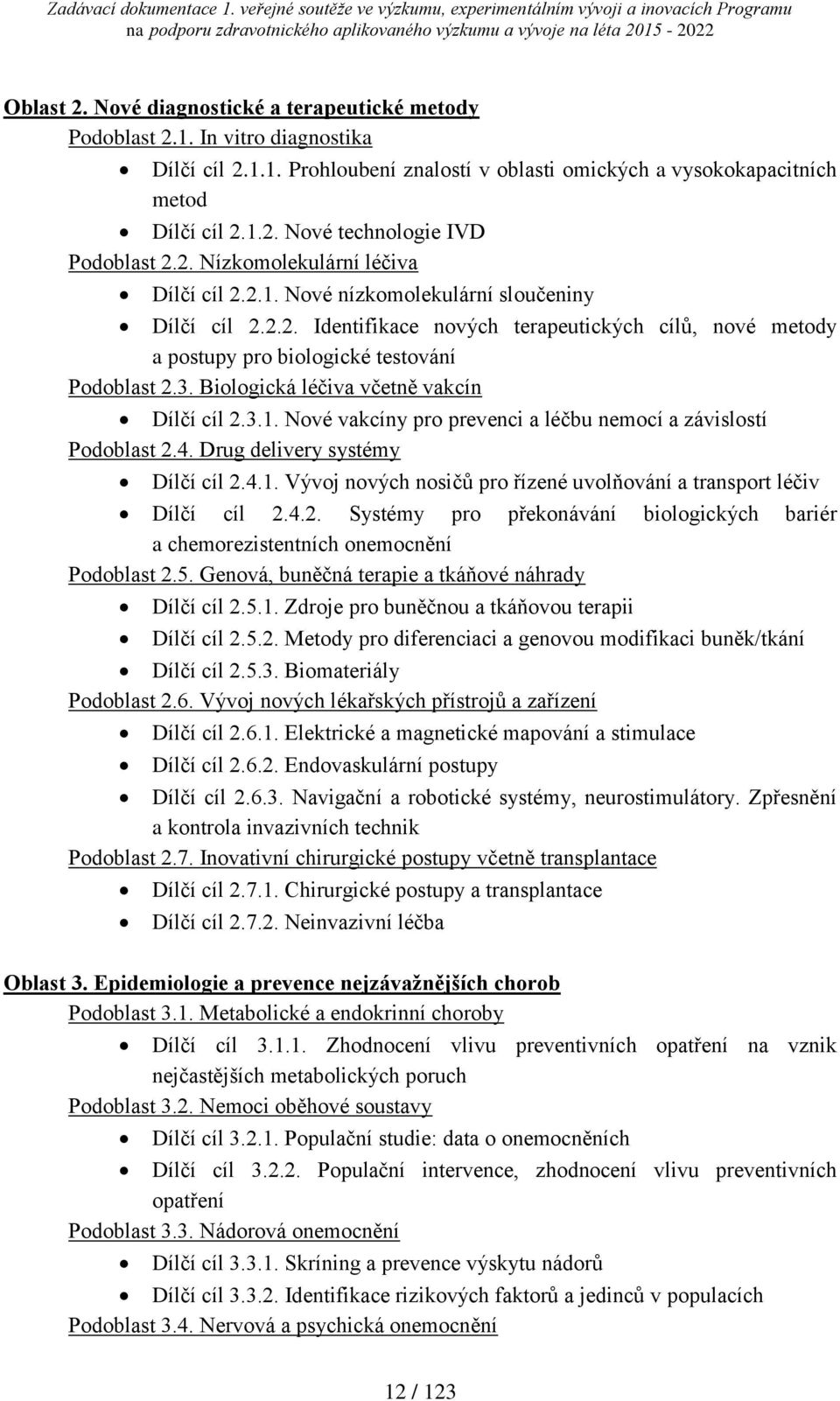 Biologická léčiva včetně vakcín Dílčí cíl 2.3.1. Nové vakcíny pro prevenci a léčbu nemocí a závislostí Podoblast 2.4. Drug delivery systémy Dílčí cíl 2.4.1. Vývoj nových nosičů pro řízené uvolňování a transport léčiv Dílčí cíl 2.