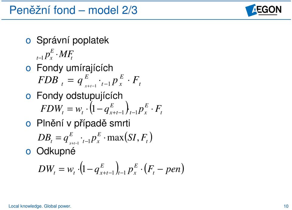 q + Odkupné DW = + 1 1 F ( ) + 1 1p F = ( ) 1 q p ( F pen)