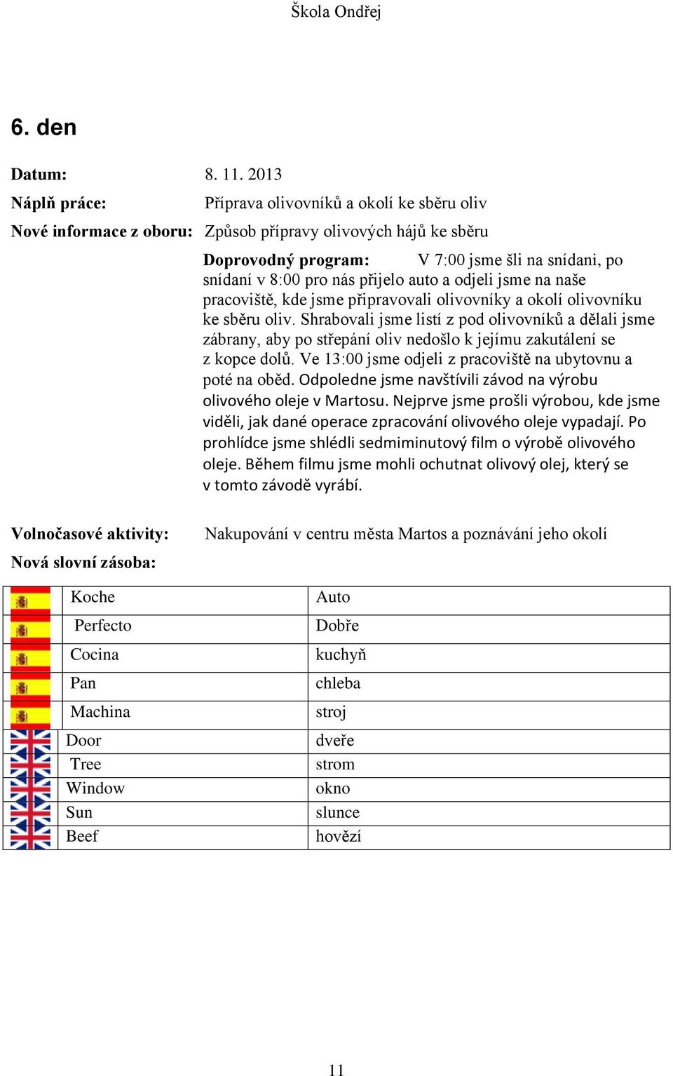 odjeli jsme na naše pracoviště, kde jsme připravovali olivovníky a okolí olivovníku ke sběru oliv.