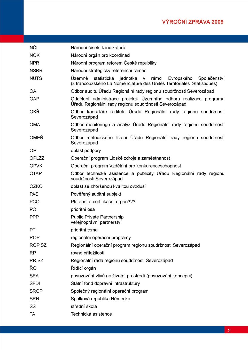 administrace projektů Územního odboru realizace programu Úřadu Regionální rady regionu soudržnosti Severozápad OKŘ Odbor kanceláře ředitele Úřadu Regionální rady regionu soudržnosti Severozápad OMA