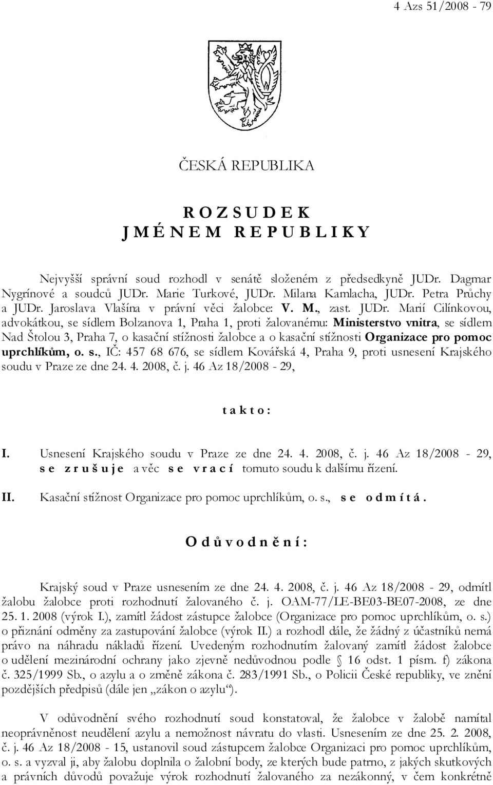 Petra Průchy a JUDr.