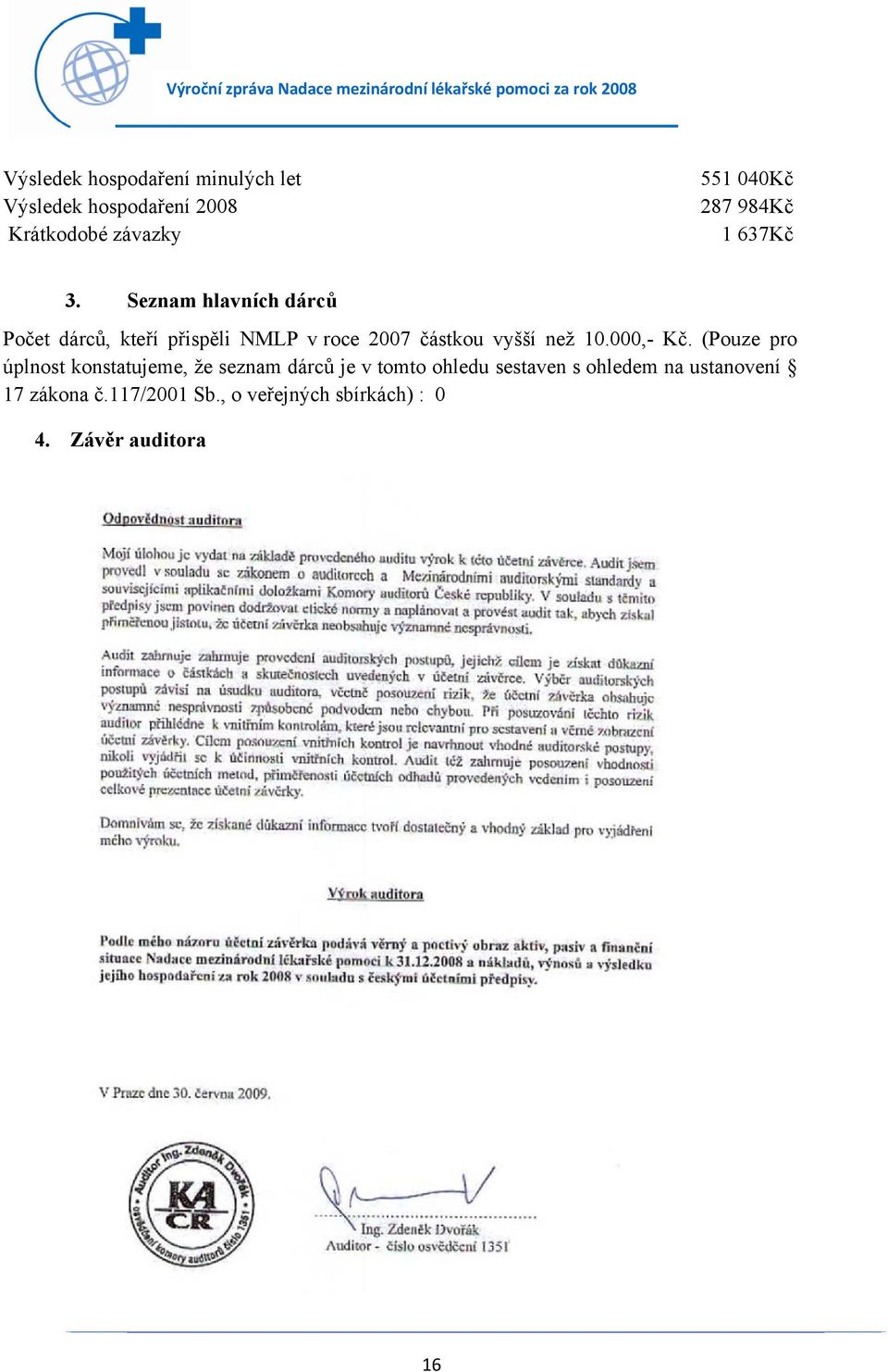 Seznam hlavních dárců Počet dárců, kteří přispěli NMLP v roce 2007 částkou vyšší než 10.