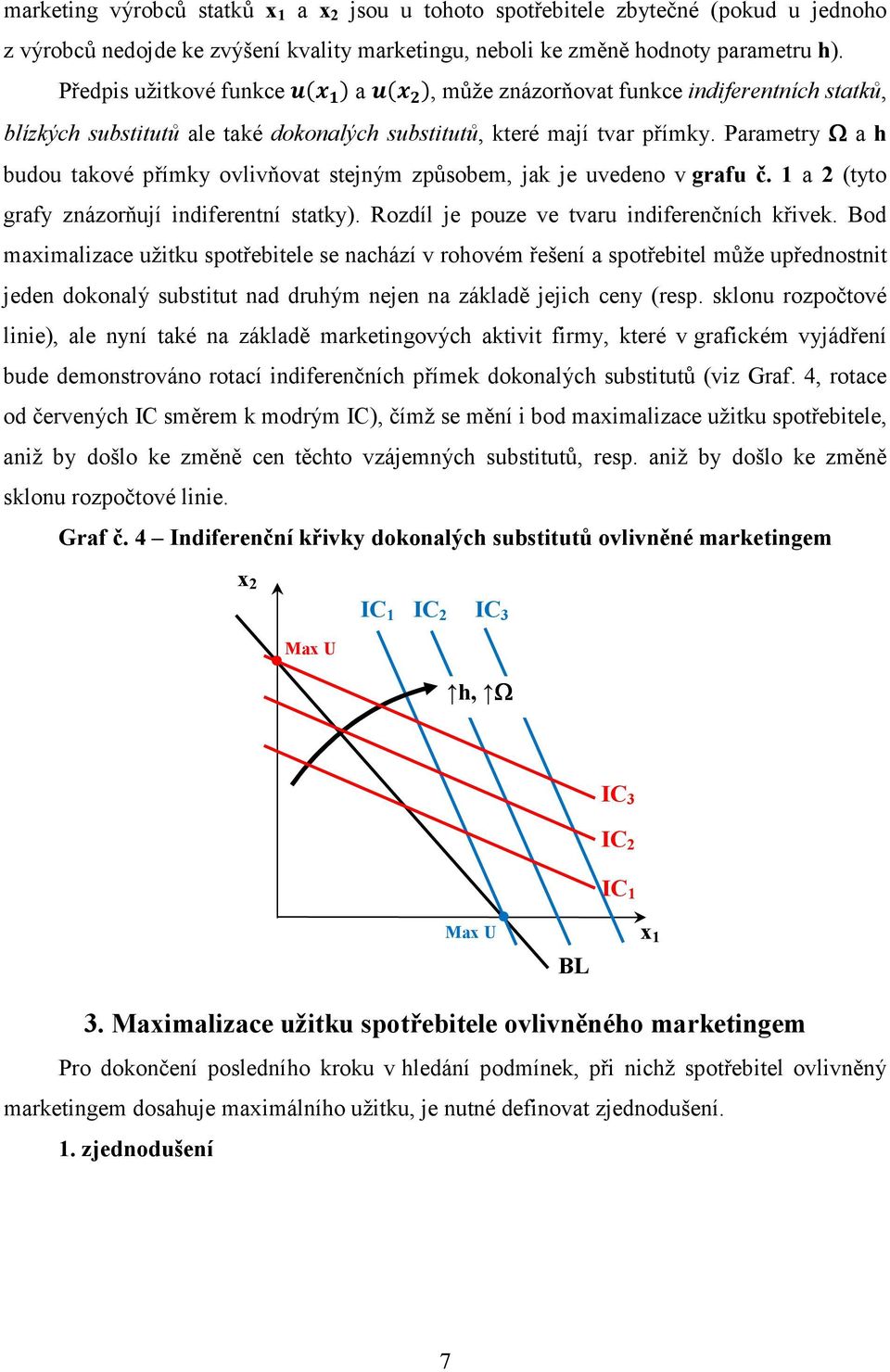 Parametry Ω a h budou takové přímky ovlivňovat stejným způsobem, jak je uvedeno v grafu č. 1 a 2 (tyto grafy znázorňují indiferentní statky). Rozdíl je pouze ve tvaru indiferenčních křivek.