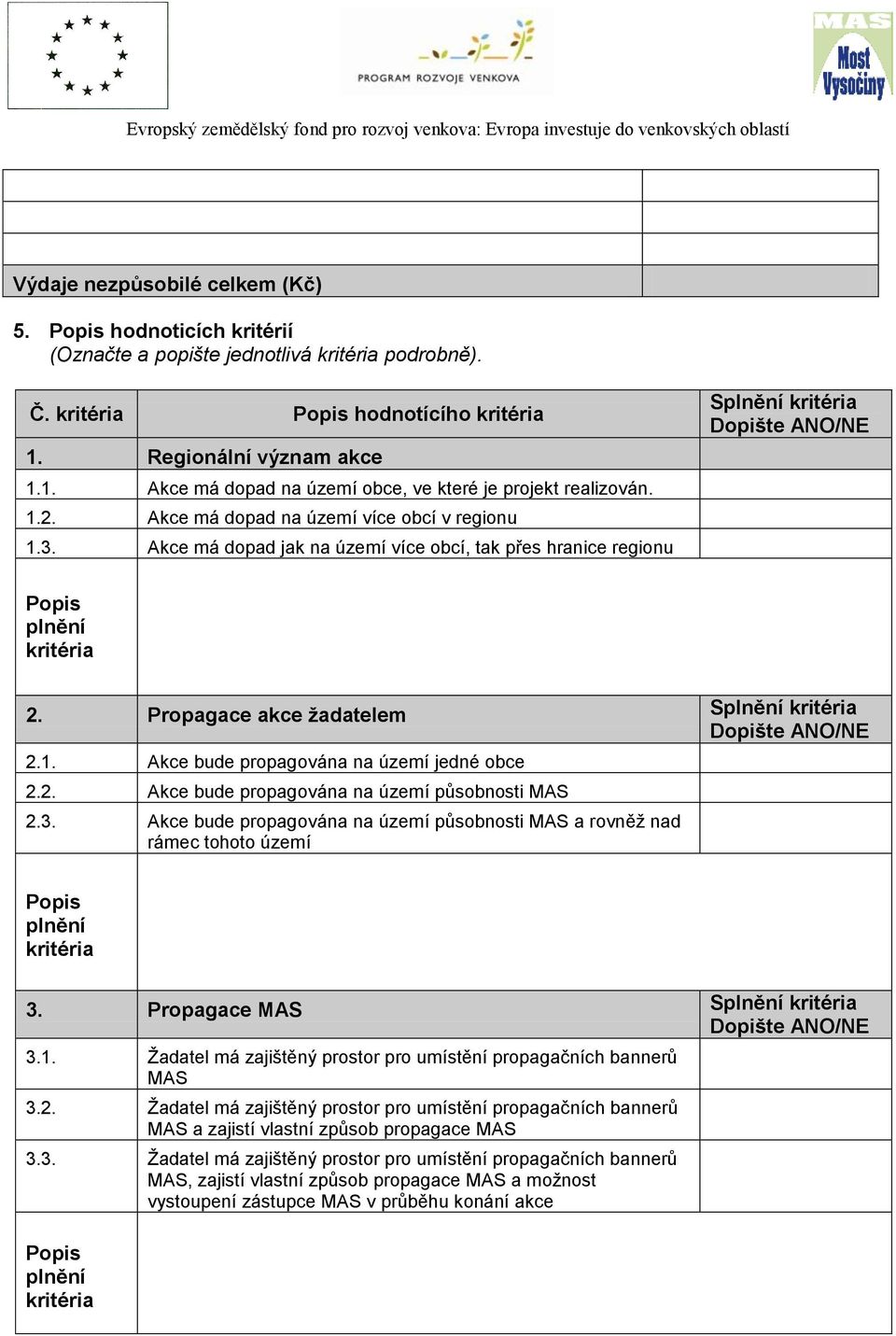 3. Akce bude propagována na území působnosti MAS a rovněž nad rámec tohoto území 3. Propagace MAS S 3.1. Žadatel má zajištěný prostor pro umístění propagačních bannerů MAS 3.2.