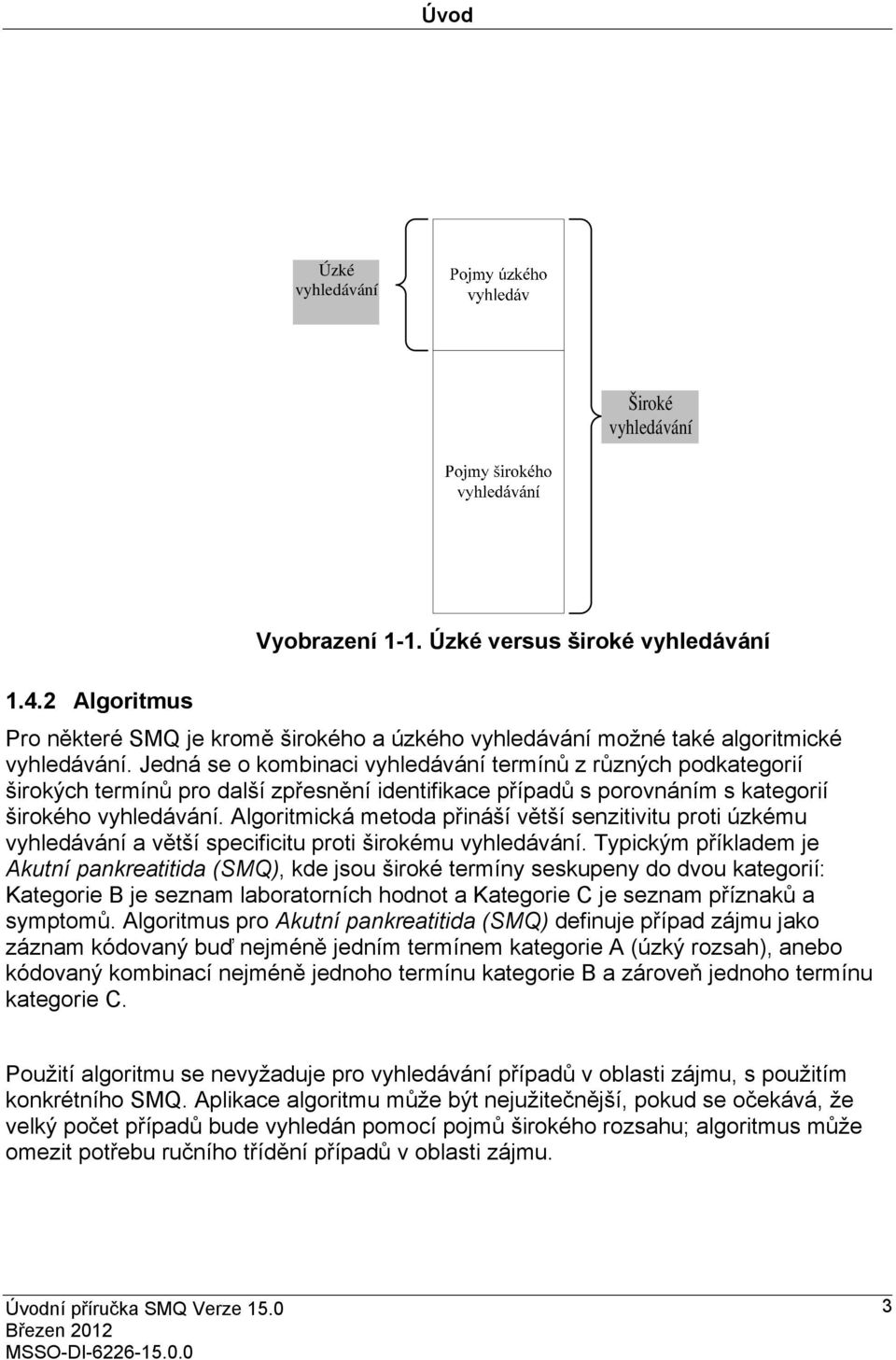 Algoritmická metoda přináší větší senzitivitu proti úzkému vyhledávání a větší specificitu proti širokému vyhledávání.