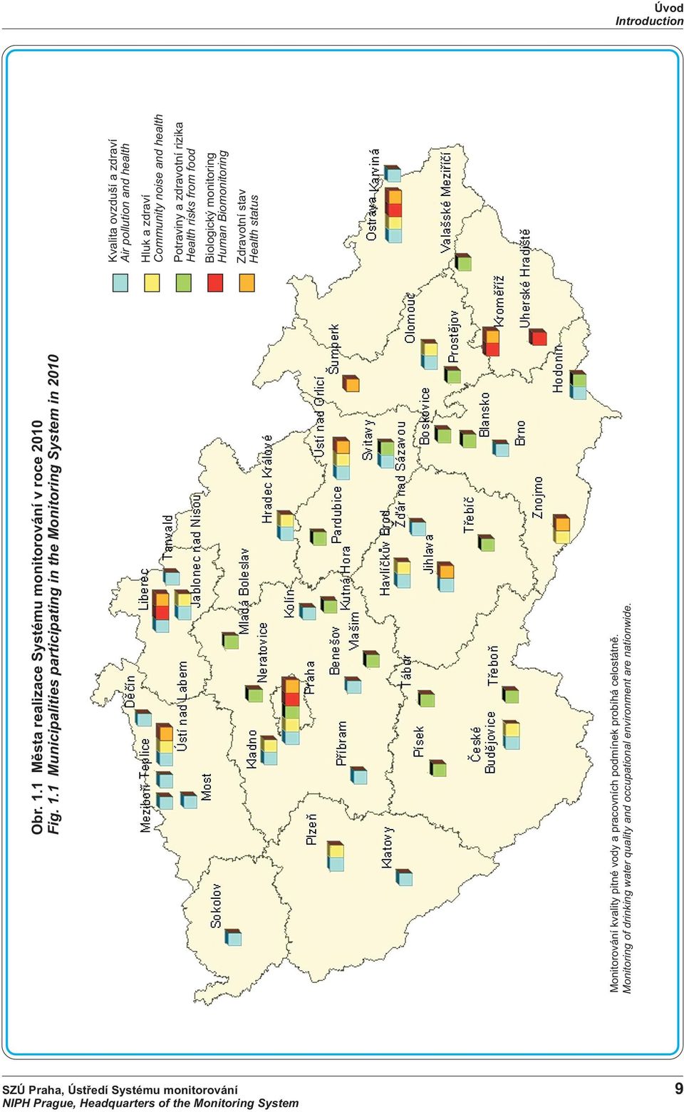 1 Municipalities participating in the Monitoring System in 2010 Monitorování kvality pitné vody a pracovních podmínek probíhá celostátnì.