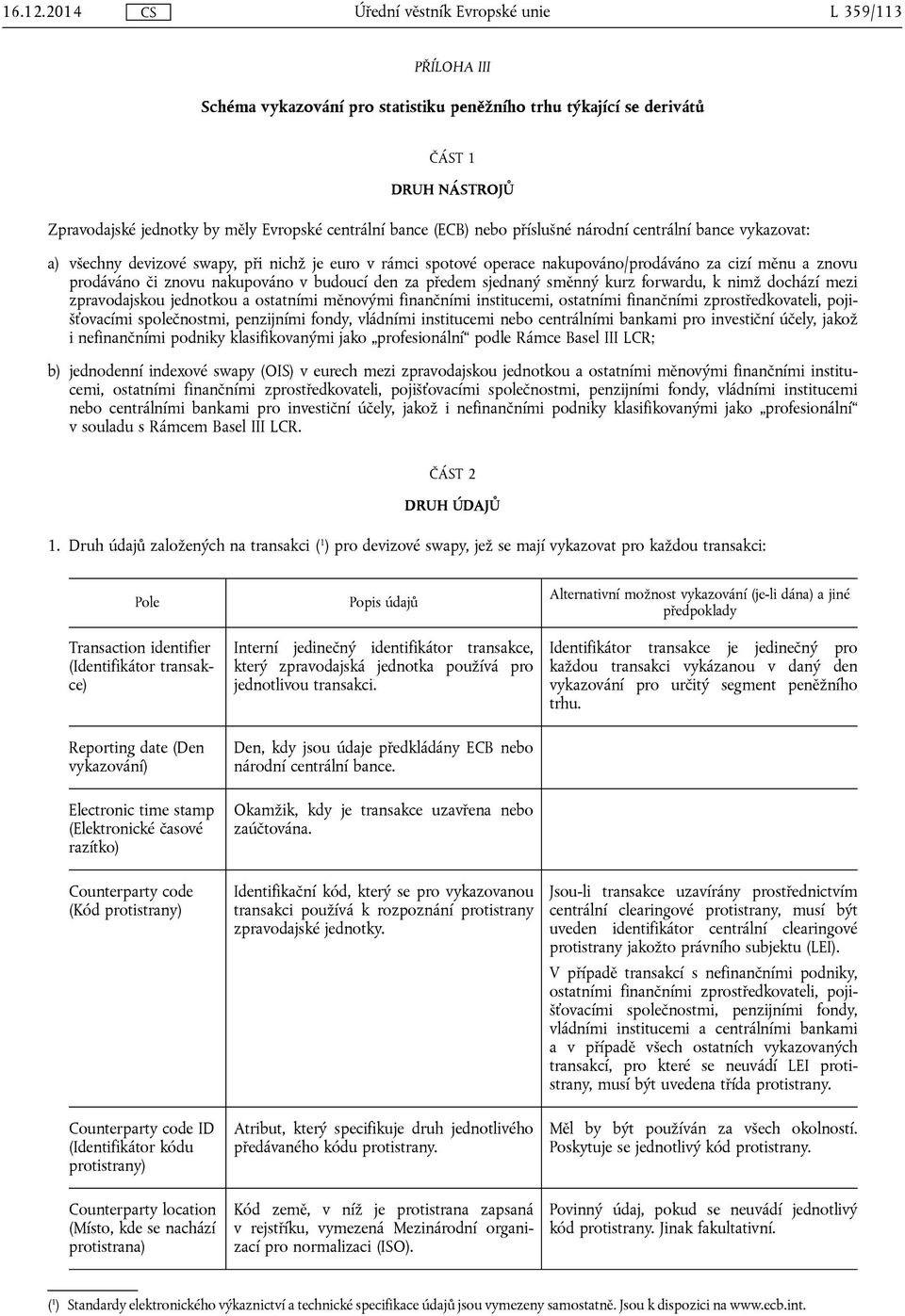 národní centrální bance vykazovat: a) všechny devizové swapy, při nichž je euro v rámci spotové operace nakupováno/prodáváno za cizí měnu a znovu prodáváno či znovu nakupováno v budoucí den za předem