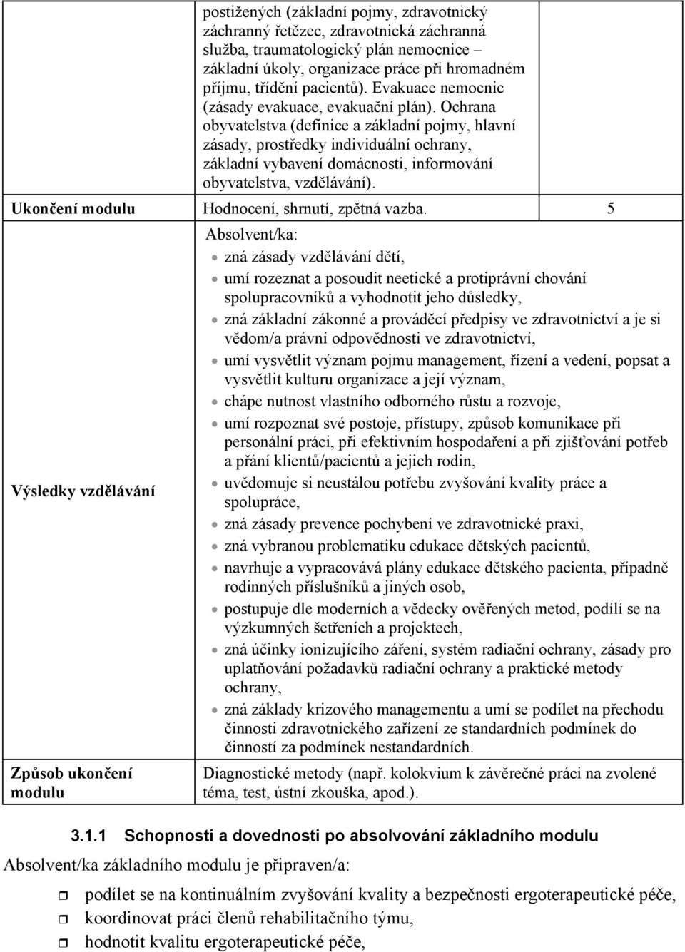 Ochrana obyvatelstva (definice a základní pojmy, hlavní zásady, prostedky individuální ochrany, základní vybavení domácnosti, informování obyvatelstva, vzdlávání).