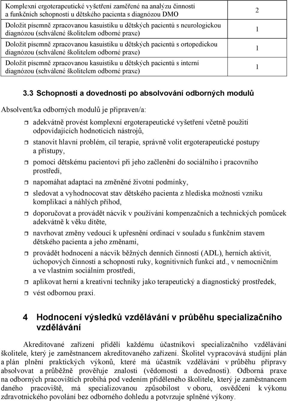 kasuistiku u dtských pacient s interní diagnózou (schválené školitelem odborné praxe) 1 1 1 3.