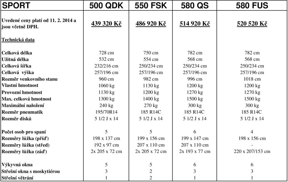 Celková výška 257/196 cm 257/196 cm 257/196 cm 257/196 cm Rozměr venkovního stanu 960 cm 982 cm 996 cm 1018 cm Vlastní hmotnost 1060 kg 1130 kg 1200 kg 1200 kg Provozní hmotnost 1130 kg 1200 kg 1270