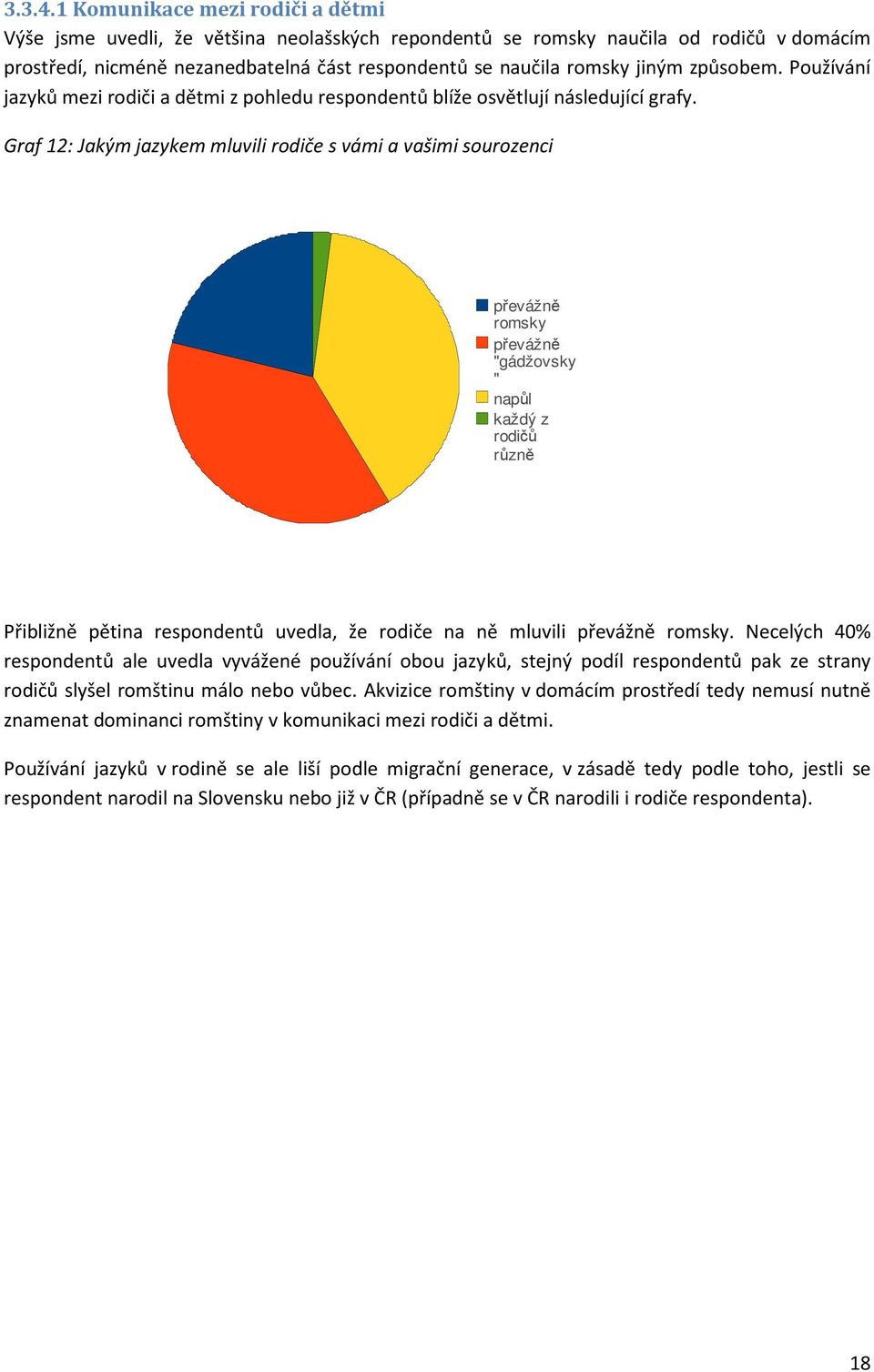 způsobem. Používání jazyků mezi rodiči a dětmi z pohledu respondentů blíže osvětlují následující grafy.