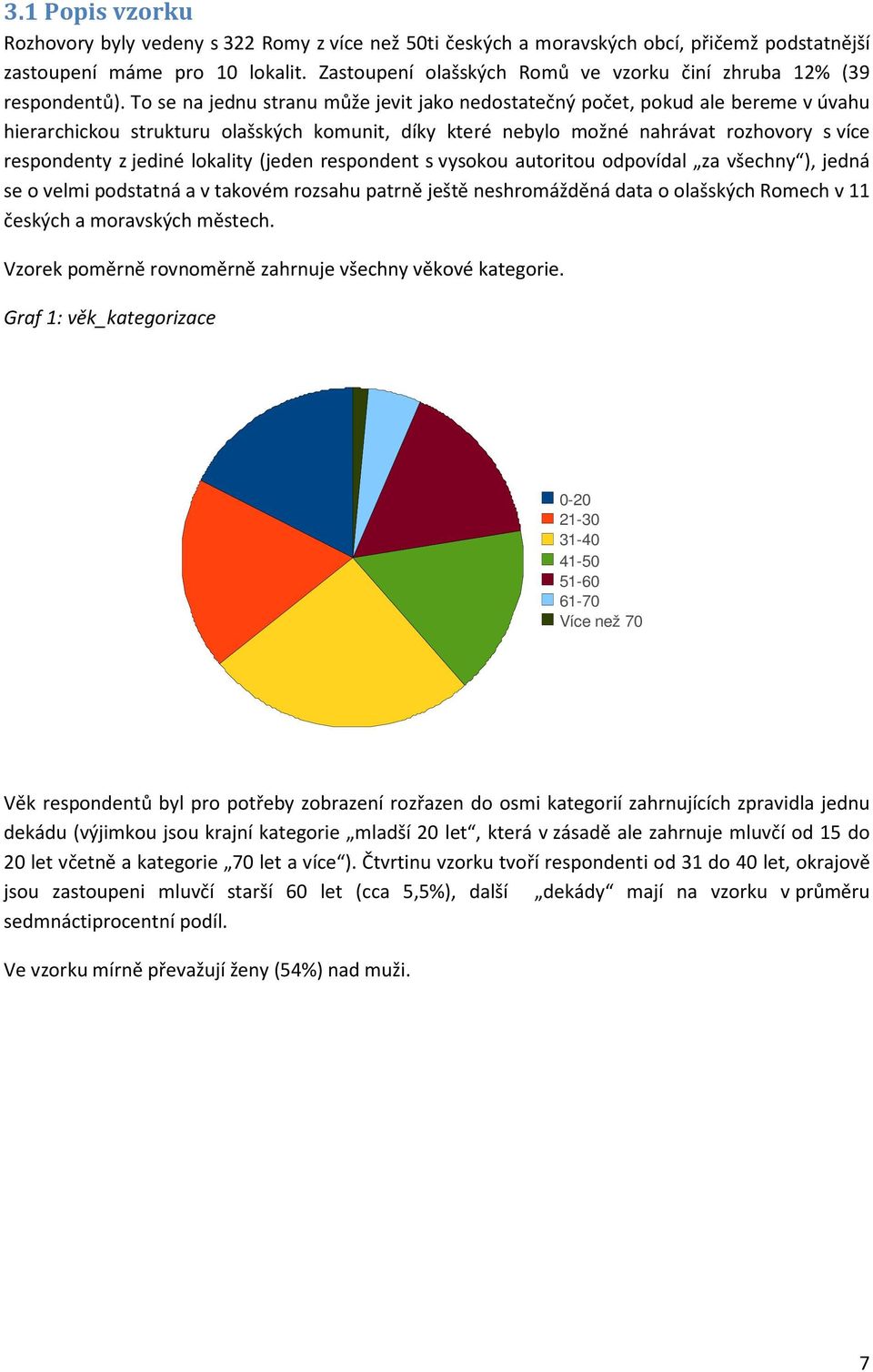 To se na jednu stranu může jevit jako nedostatečný počet, pokud ale bereme v úvahu hierarchickou strukturu olašských komunit, díky které nebylo možné nahrávat rozhovory s více respondenty z jediné