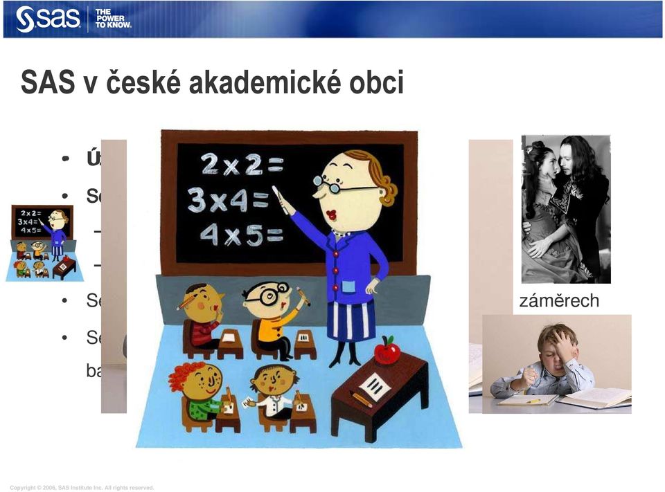 ročně absolvuje cca 4000 studentů Se SASem se na školách pracuje na 25 výzkumných