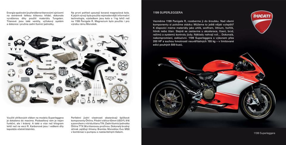 K jejich vývoji byla použita nejmodernější informační technologie, výsledkem jsou kola o 1 kg lehčí než na 1199 Panigale R. Magnezium bylo použito i pro výrobu rámu Monokok.