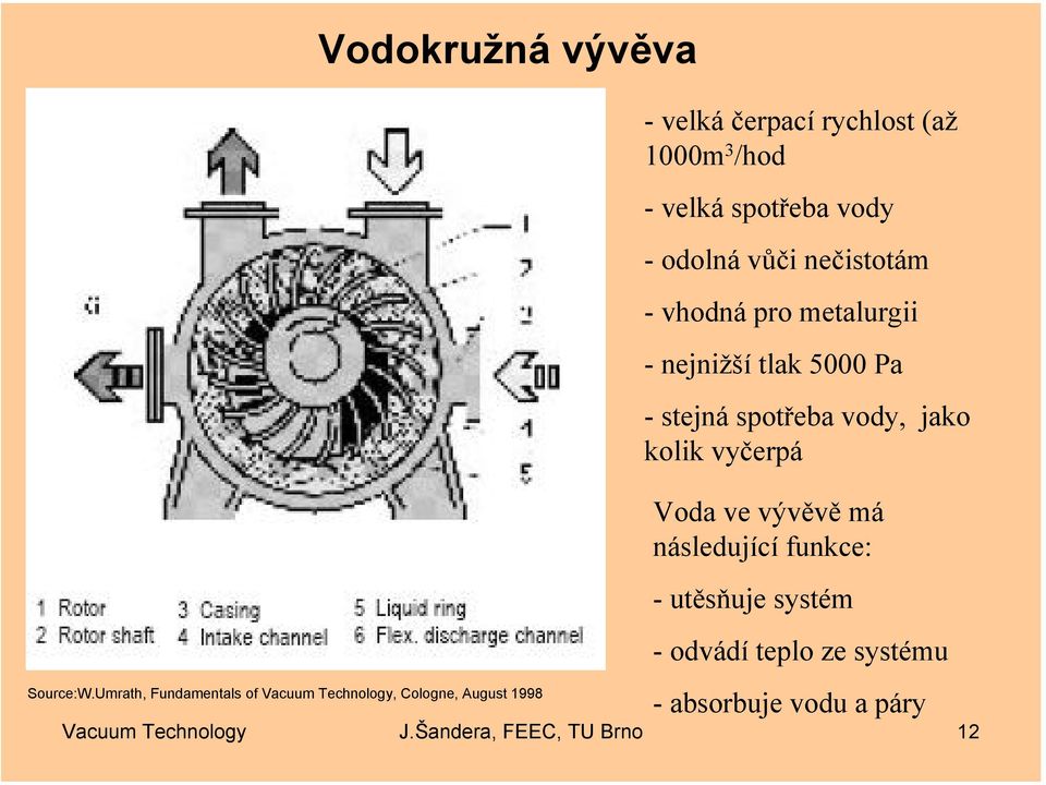 -velkásotřeba vody - odolná vůči nečistotám - vhodná ro metalurgii - nejnižší tlak 5000 Pa - stejná