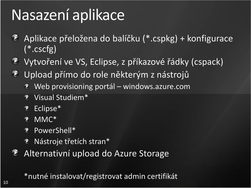 nástrojů Web provisioning portál windows.azure.