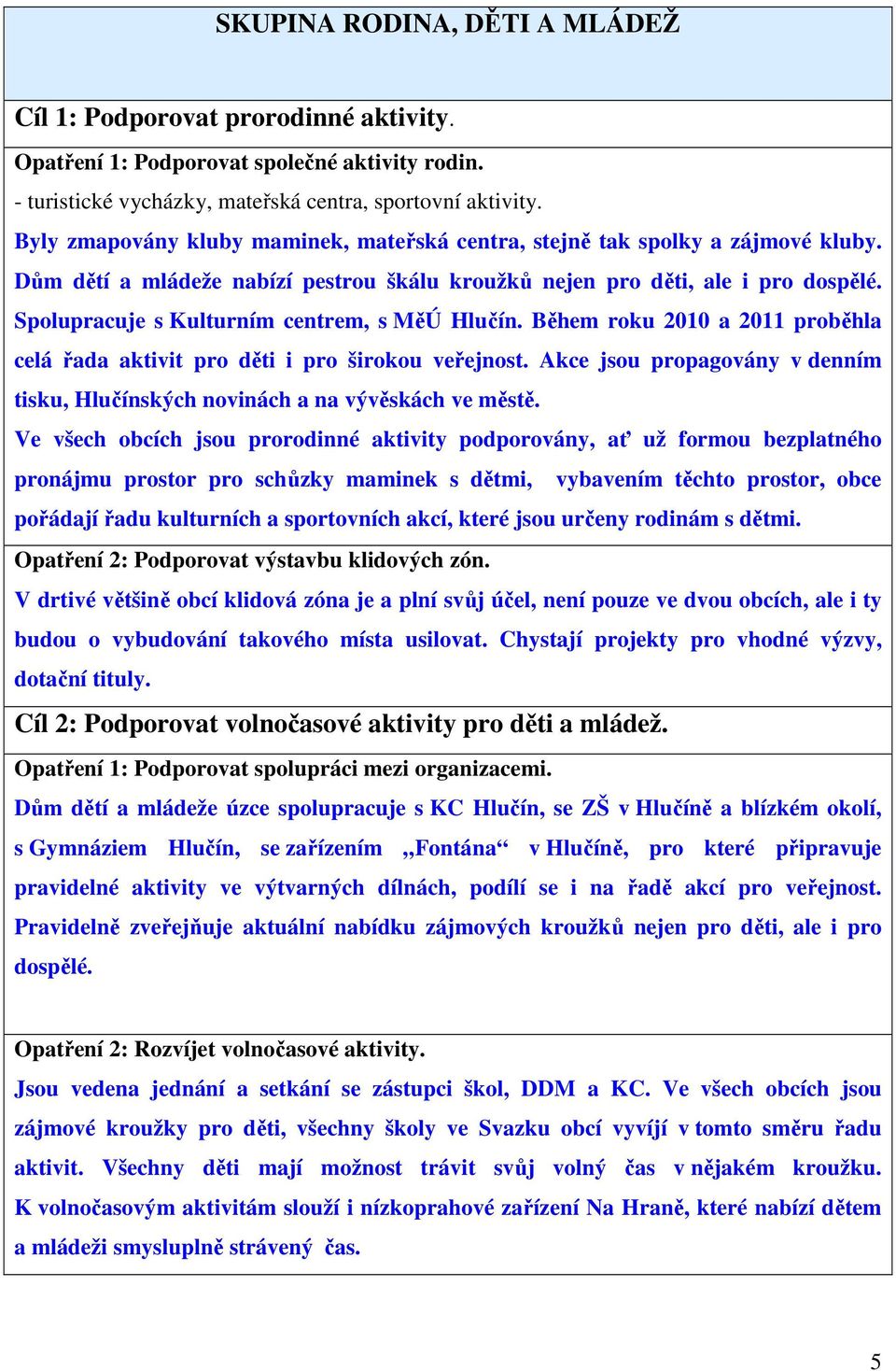 Spolupracuje s Kulturním centrem, s MěÚ Hlučín. Během roku 2010 a 2011 proběhla celá řada aktivit pro děti i pro širokou veřejnost.