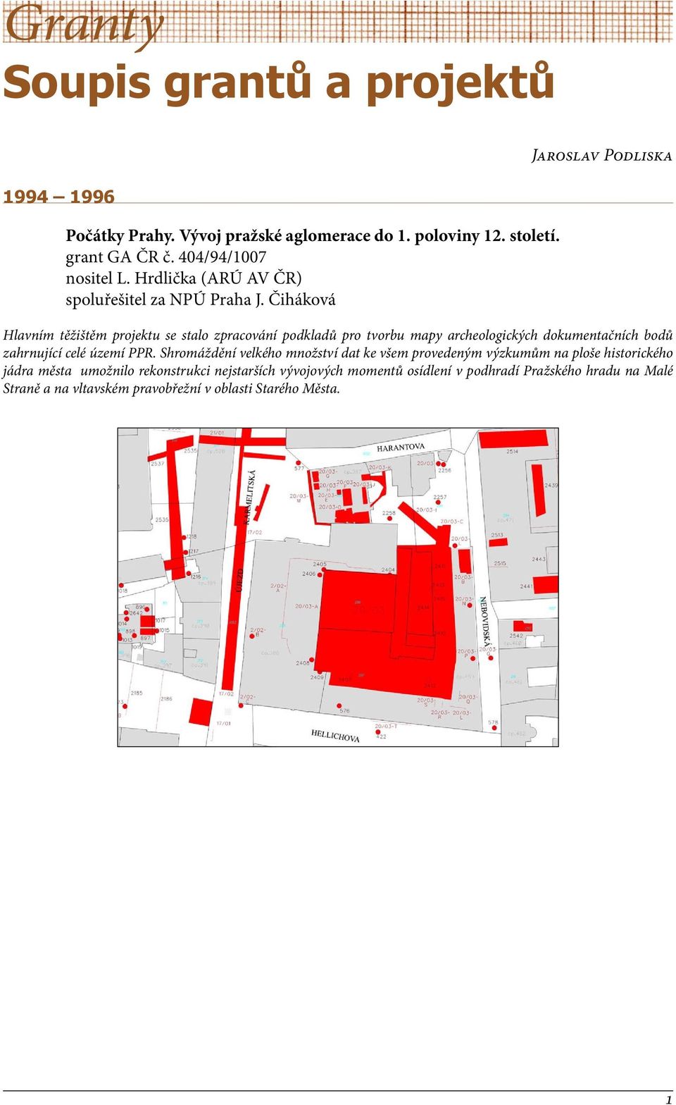 Čiháková Jaroslav Podliska Hlavním těžištěm projektu se stalo zpracování podkladů pro tvorbu mapy archeologických dokumentačních bodů zahrnující celé