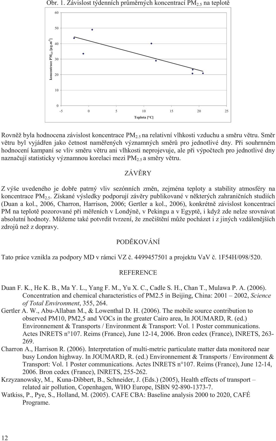 P i souhrnném hodnocení kampaní se vliv sm ru v tru ani vlhkosti neprojevuje, ale p i výpo tech pro jednotlivé dny nazna ují statisticky významnou korelaci mezi PM 2.5 a sm ry v tru.