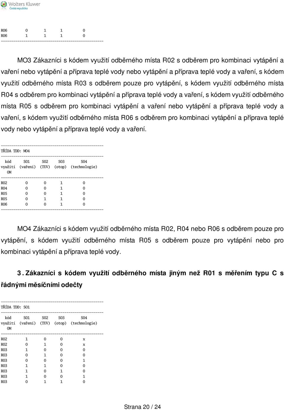 R05 s odběrem pro kombinaci vytápění a vaření nebo vytápění a příprava teplé vody a vaření, s kódem využití odběrného místa R06 s odběrem pro kombinaci vytápění a příprava teplé vody nebo vytápění a