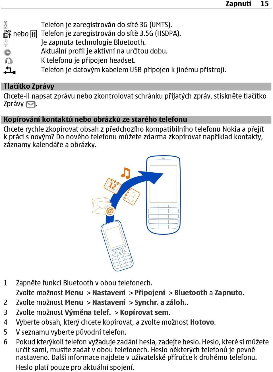 Tlačítko Zprávy Chcete-li napsat zprávu nebo zkontrolovat schránku přijatých zpráv, stiskněte tlačítko Zprávy.