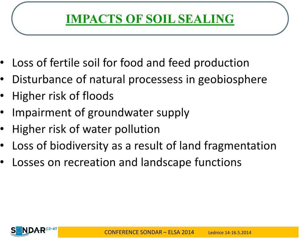 Impairment of groundwater supply Higher risk of water pollution Loss of