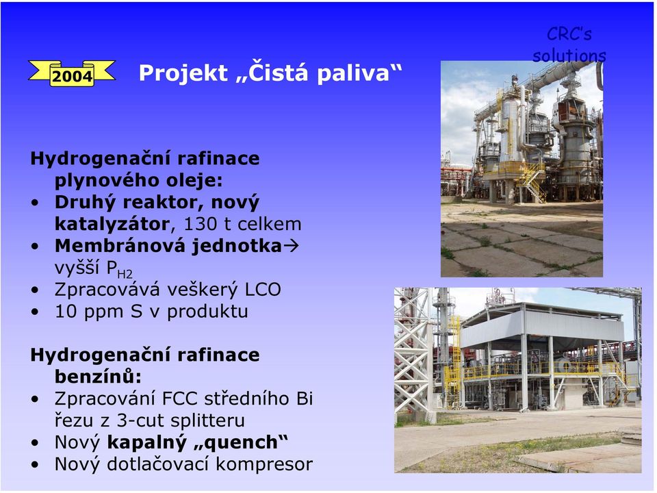 Zpracovává veškerý LCO 10 ppm S v produktu Hydrogenační rafinace benzínů: