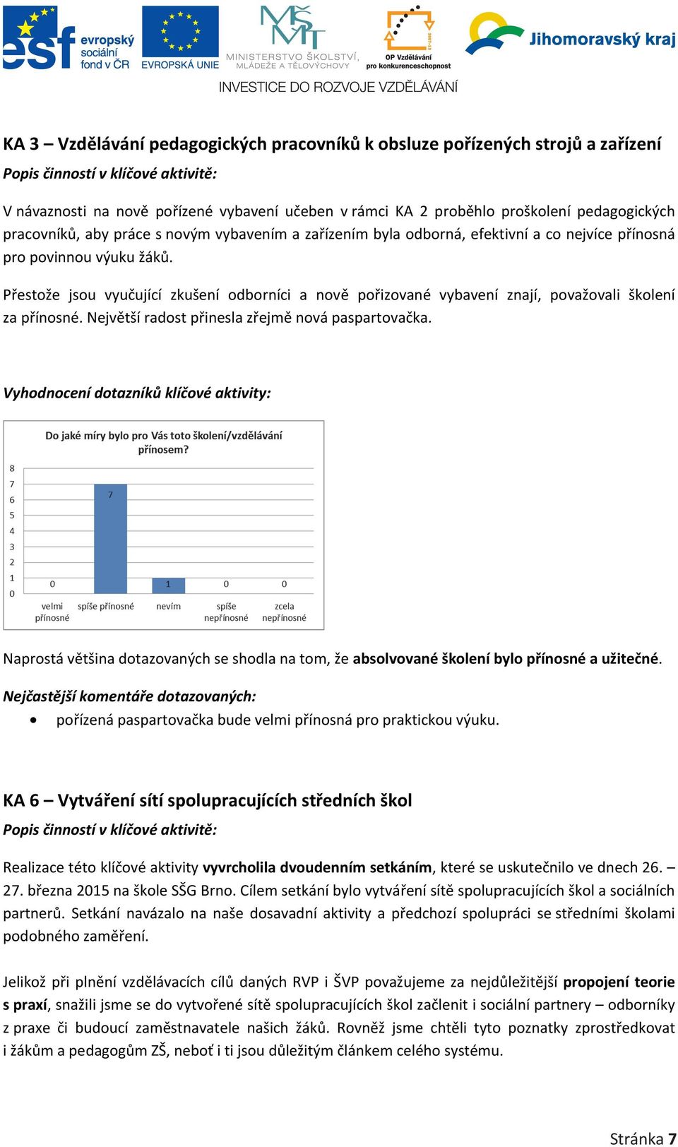 Přestože jsou vyučující zkušení odborníci a nově pořizované vybavení znají, považovali školení za přínosné. Největší radost přinesla zřejmě nová paspartovačka.