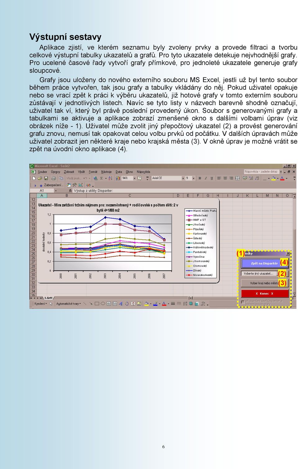 Grafy jsou uloženy do nového externího souboru MS Excel, jestli už byl tento soubor během práce vytvořen, tak jsou grafy a tabulky vkládány do něj.