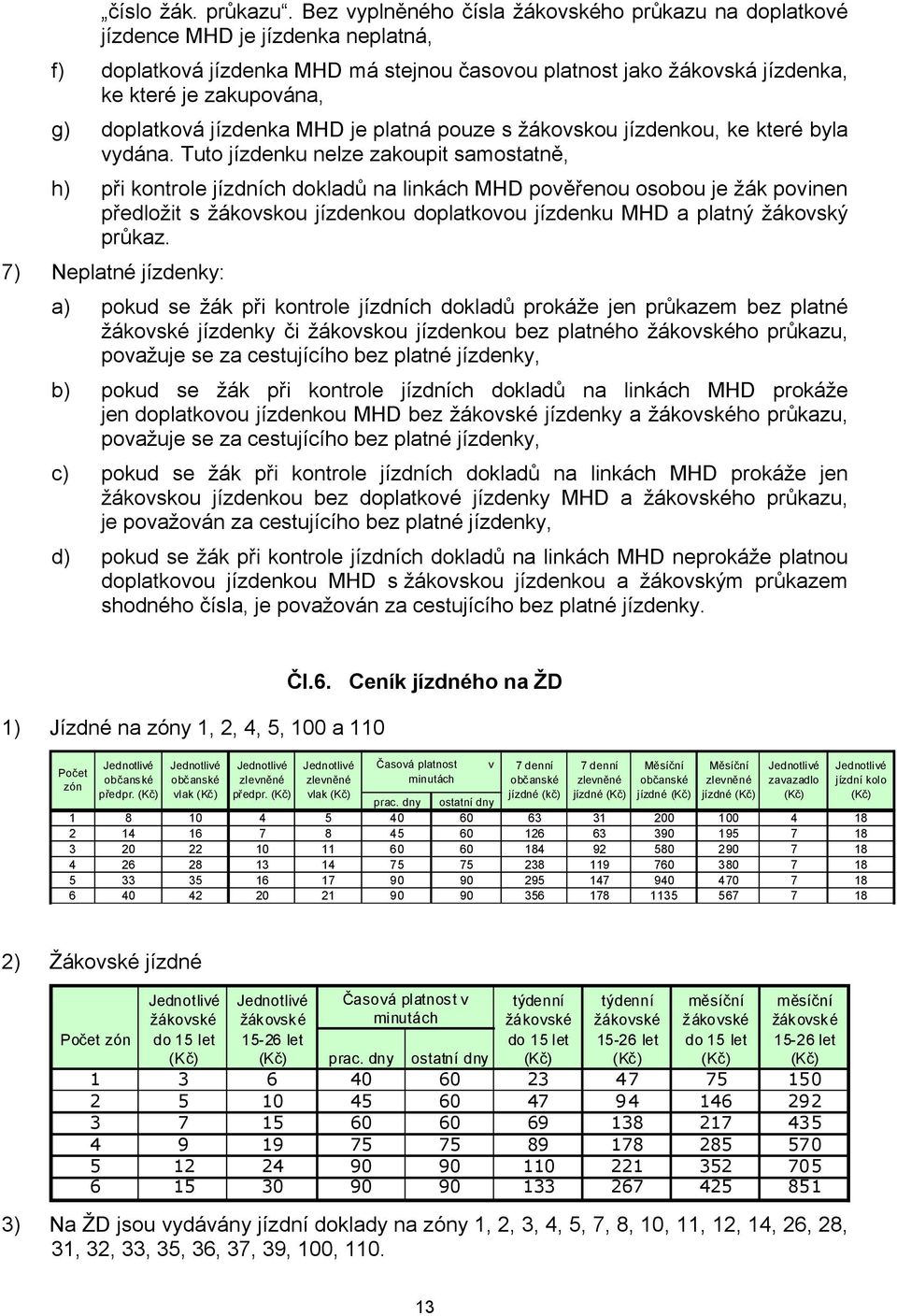 jízdenka MHD je platná pouze s žákovskou jízdenkou, ke které byla vydána.