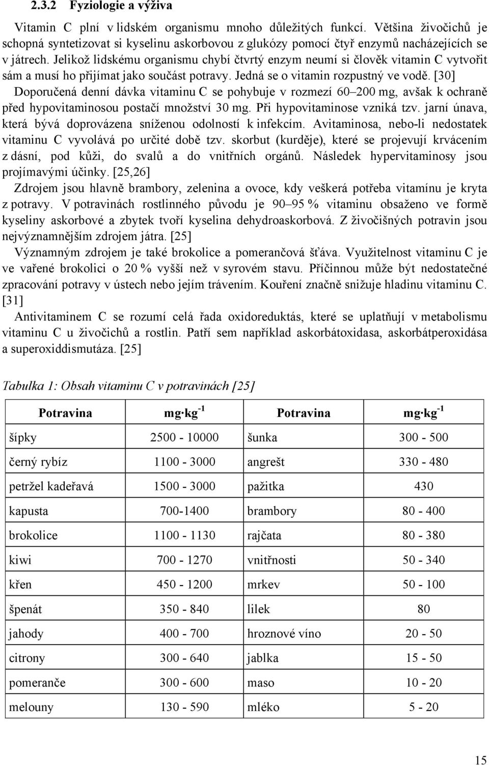 Jelikož lidskému organismu chybí čtvrtý enzym neumí si člověk vitamin C vytvořit sám a musí ho přijímat jako součást potravy. Jedná se o vitamin rozpustný ve vodě.