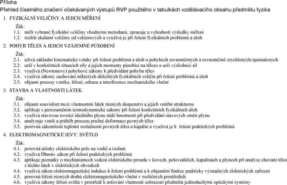 rozliší skalární veličiny od vektorových a využívá je při řešení fyzikálních problémů a úloh 2. POHYB TĚLES A JEJICH VZÁJEMNÉ PŮSOBENÍ Žák: 2.1.