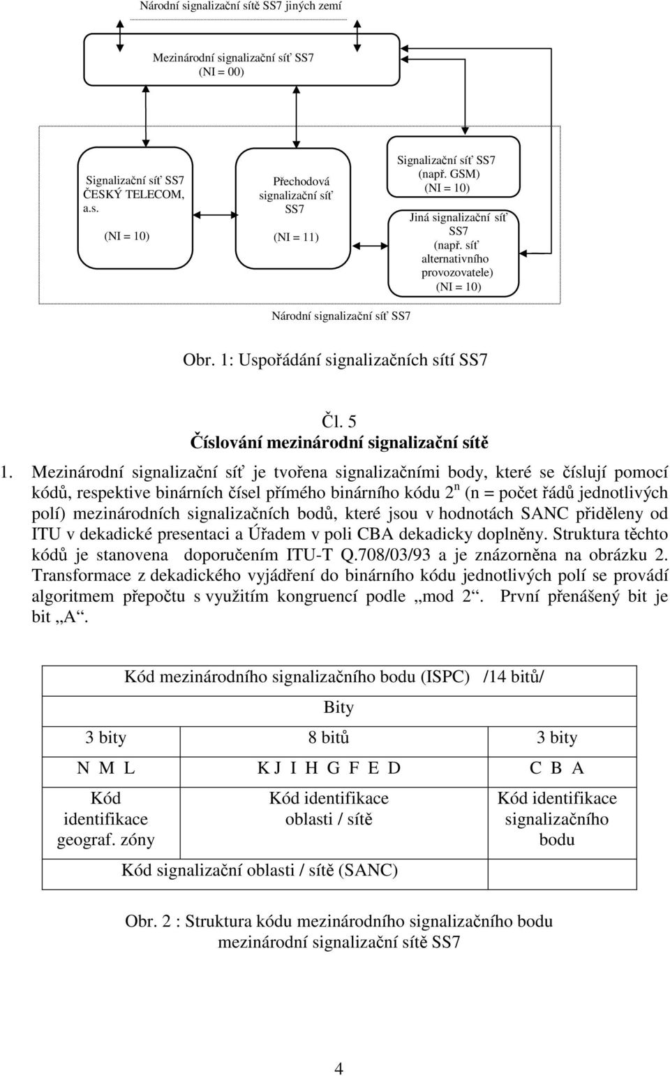 5 Číslování mezinárodní signalizační sítě 1.