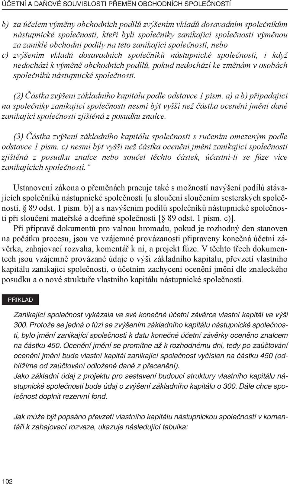 pokud nedochází ke změnám v osobách společníků nástupnické společnosti. (2) Částka zvýšení základního kapitálu podle odstavce 1 písm.