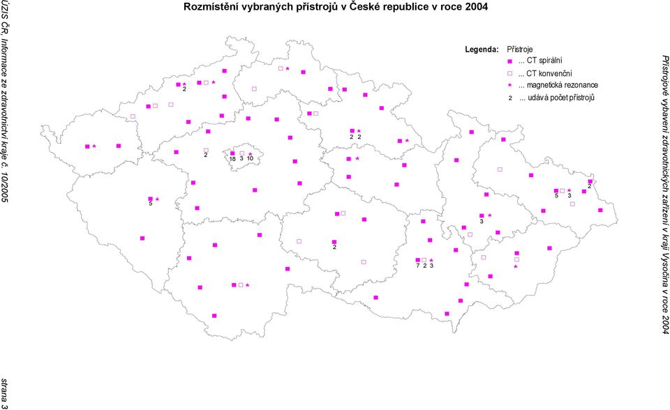 Přístrojové vybavení zdravotnických zařízení v kraji Vysočina v roce 2004 2 2 2.